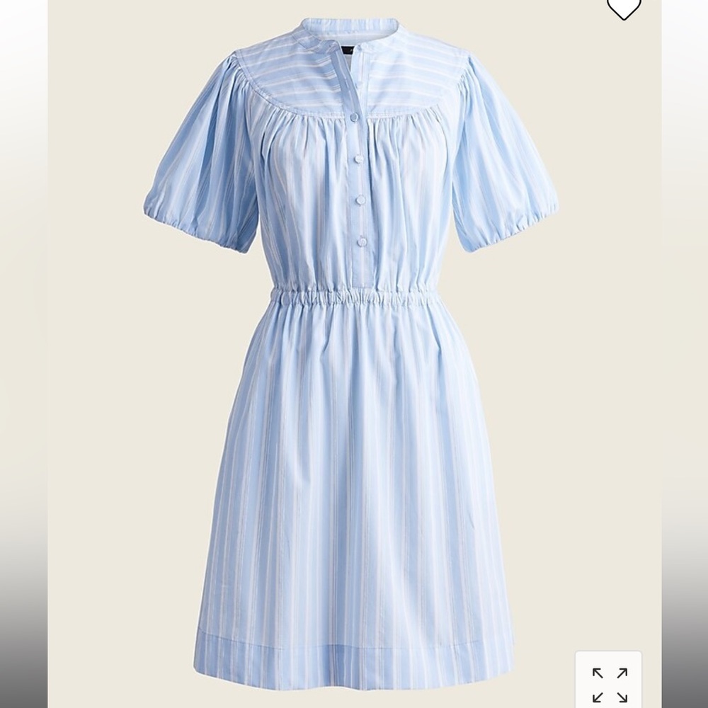 J. Crew Puff-sleeve cotton poplin shirtdress in lake stripe